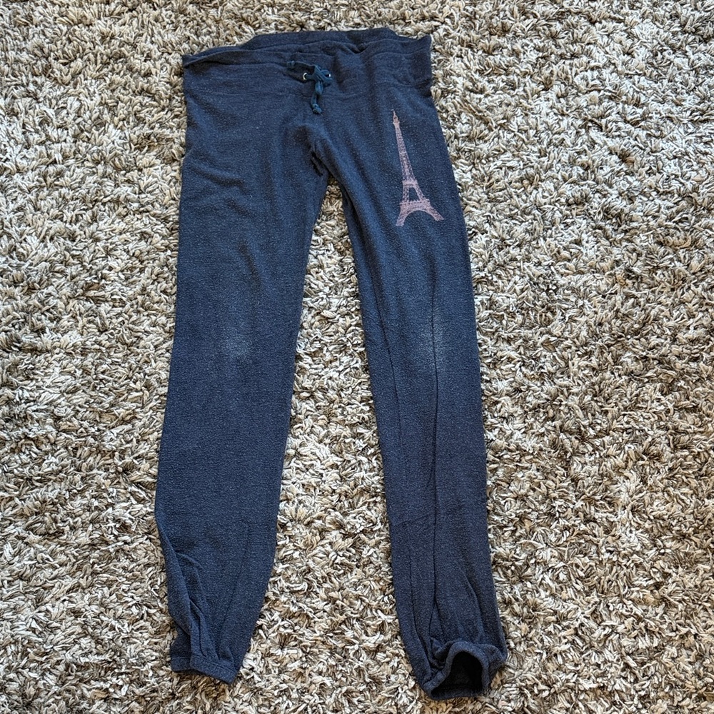 Wildfox Navy Joggers with Eiffel Tower Design